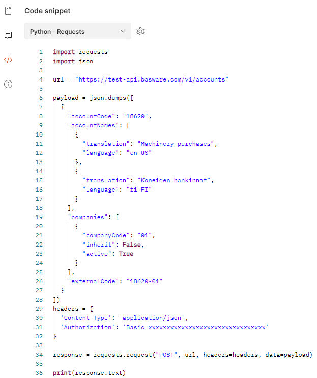 Preconfigured templates | Basware APIs | Basware Developer Site